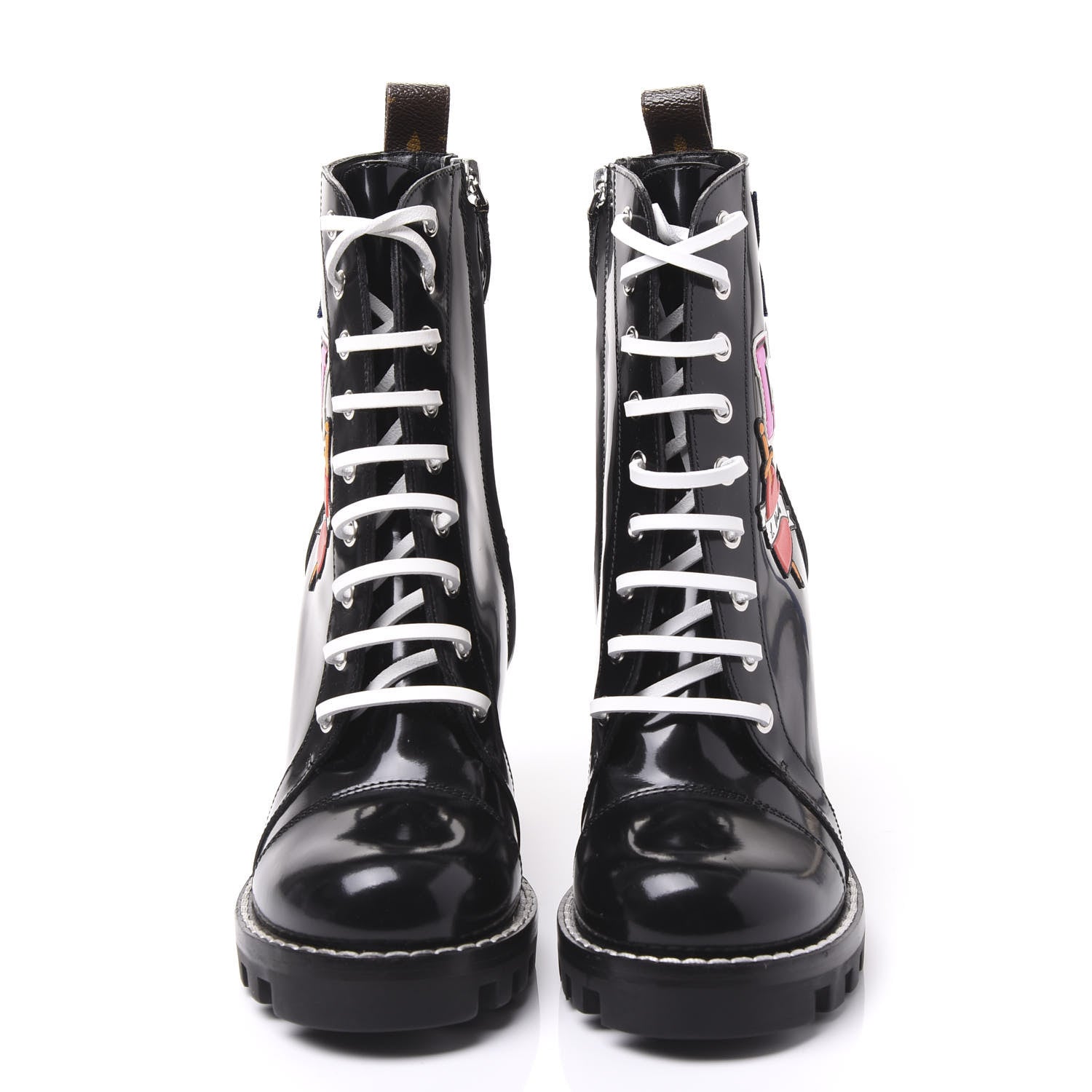 Louis Vuitton Patent Calfskin Monogram LV Black Heart Star Trail Ankle Boots 37.5 Black 3 of 8