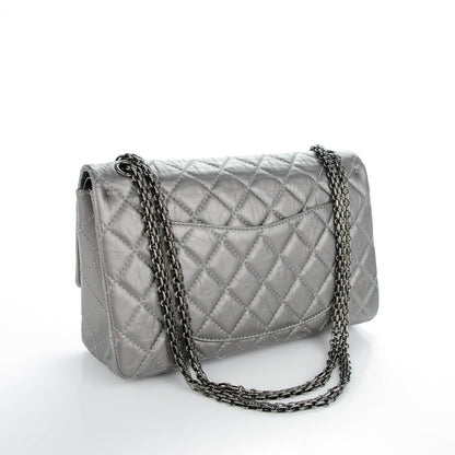 Chanel Metallic Aged Calfskin Quilted 2.55 Reissue 227 Dark Silver 3 of 8
