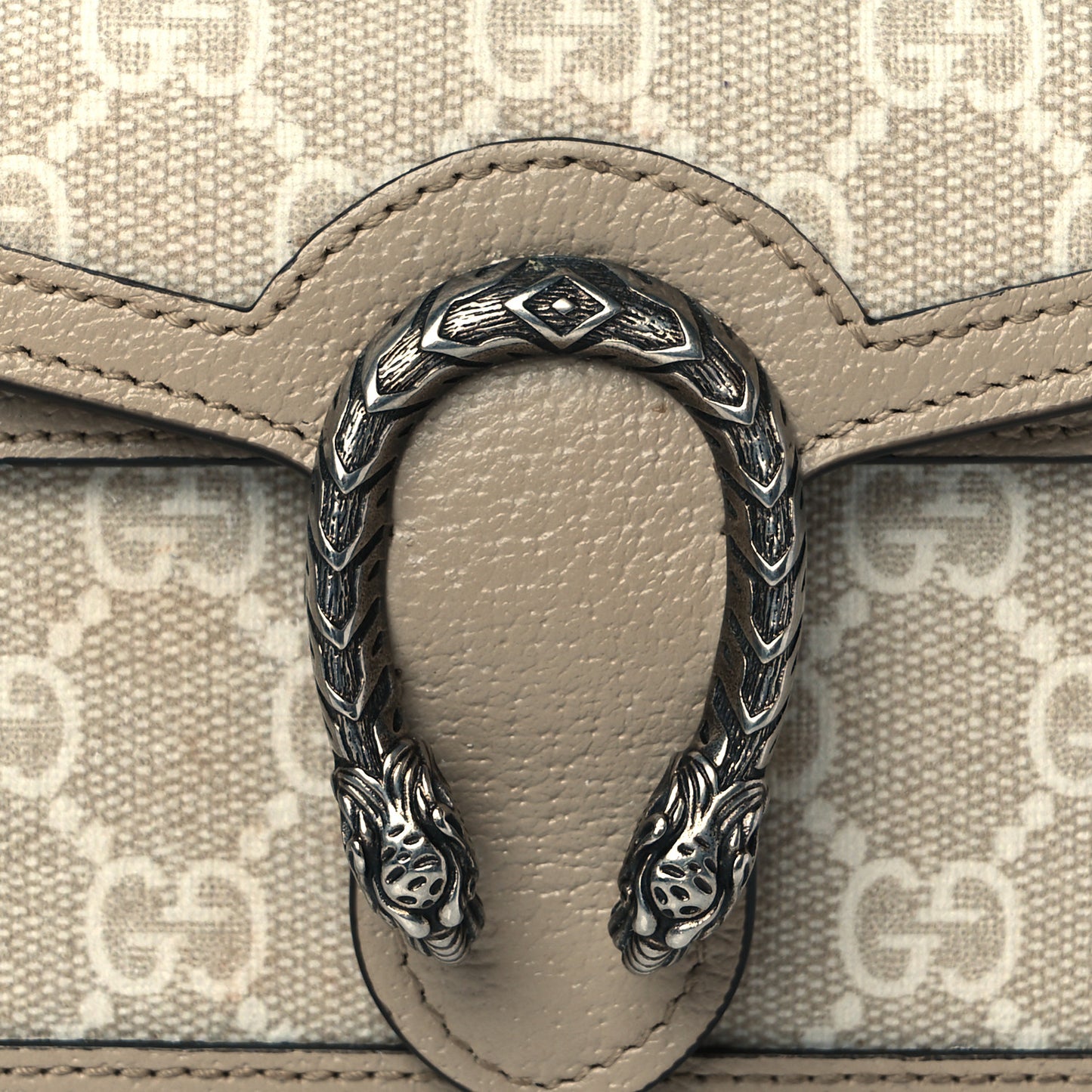 GG Supreme Monogram Textured Dollar Calfskin Super Mini Dionysus Shoulder Bag Beige Mystic White Oatmeal