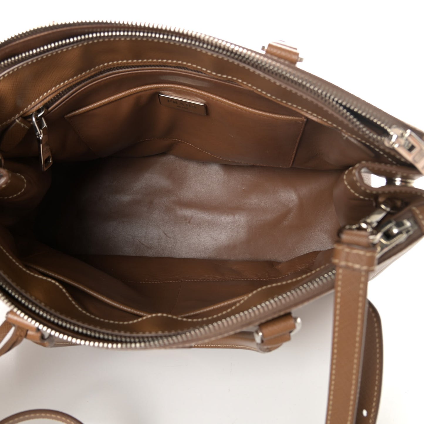 Saffiano Medium Galleria Double Zip Tote Cannella Talco