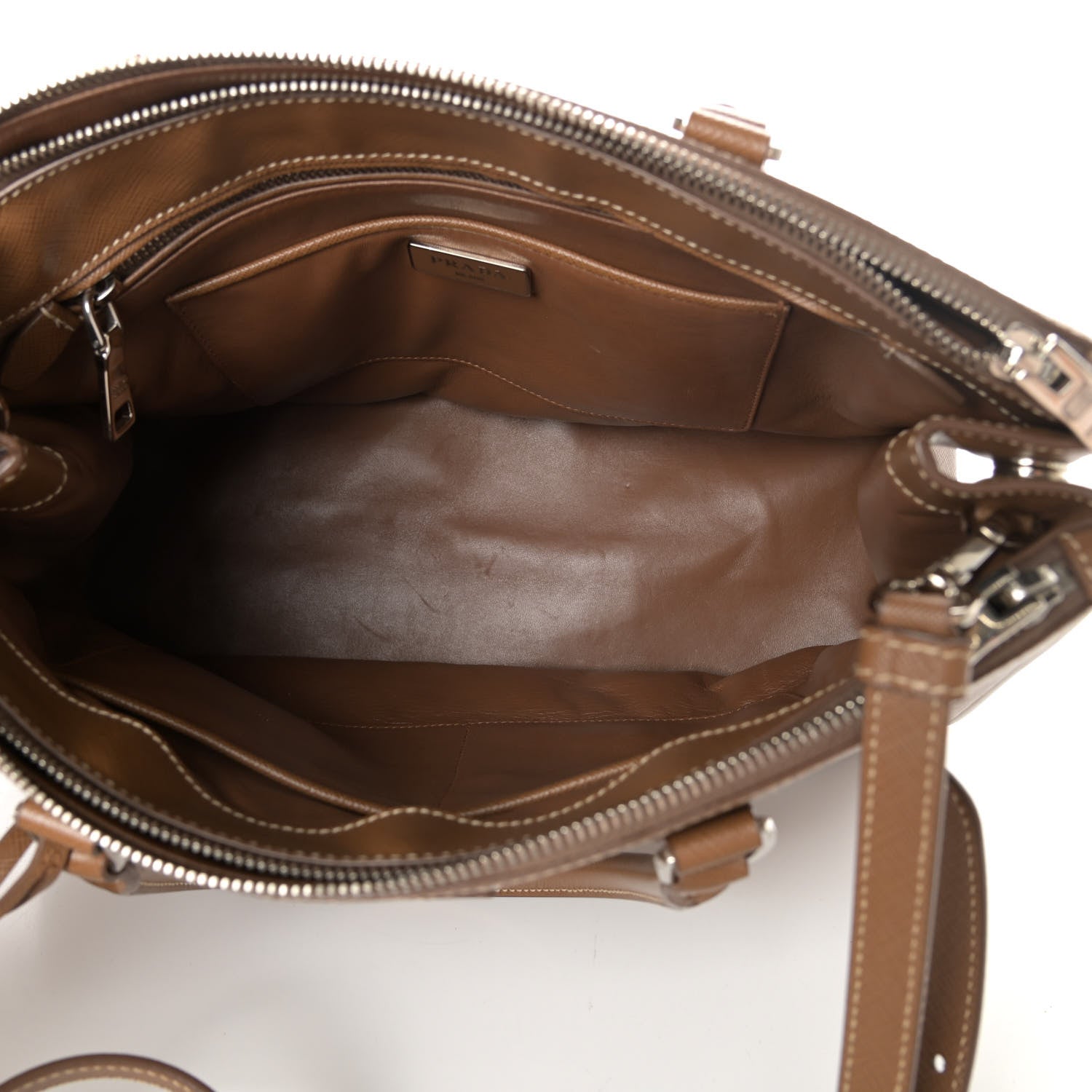 Prada Saffiano Medium Galleria Double Zip Tote Cannella Talco 6 of 10