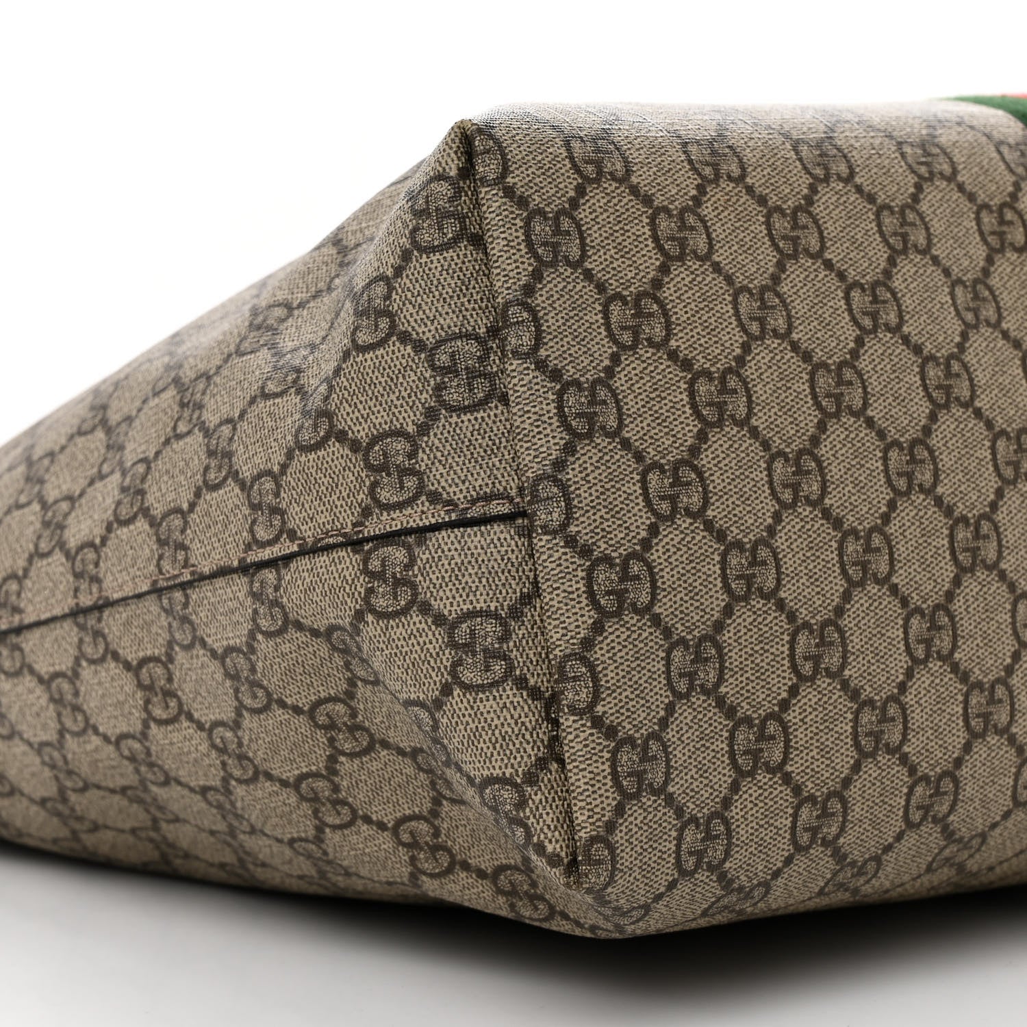 Gucci GG Supreme Monogram Textured Calfskin Web Medium Ophidia Shopping Tote Beige Ebony New Acero 9 of 12