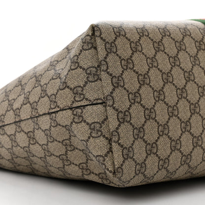Gucci GG Supreme Monogram Textured Calfskin Web Medium Ophidia Shopping Tote Beige Ebony New Acero 9 of 12