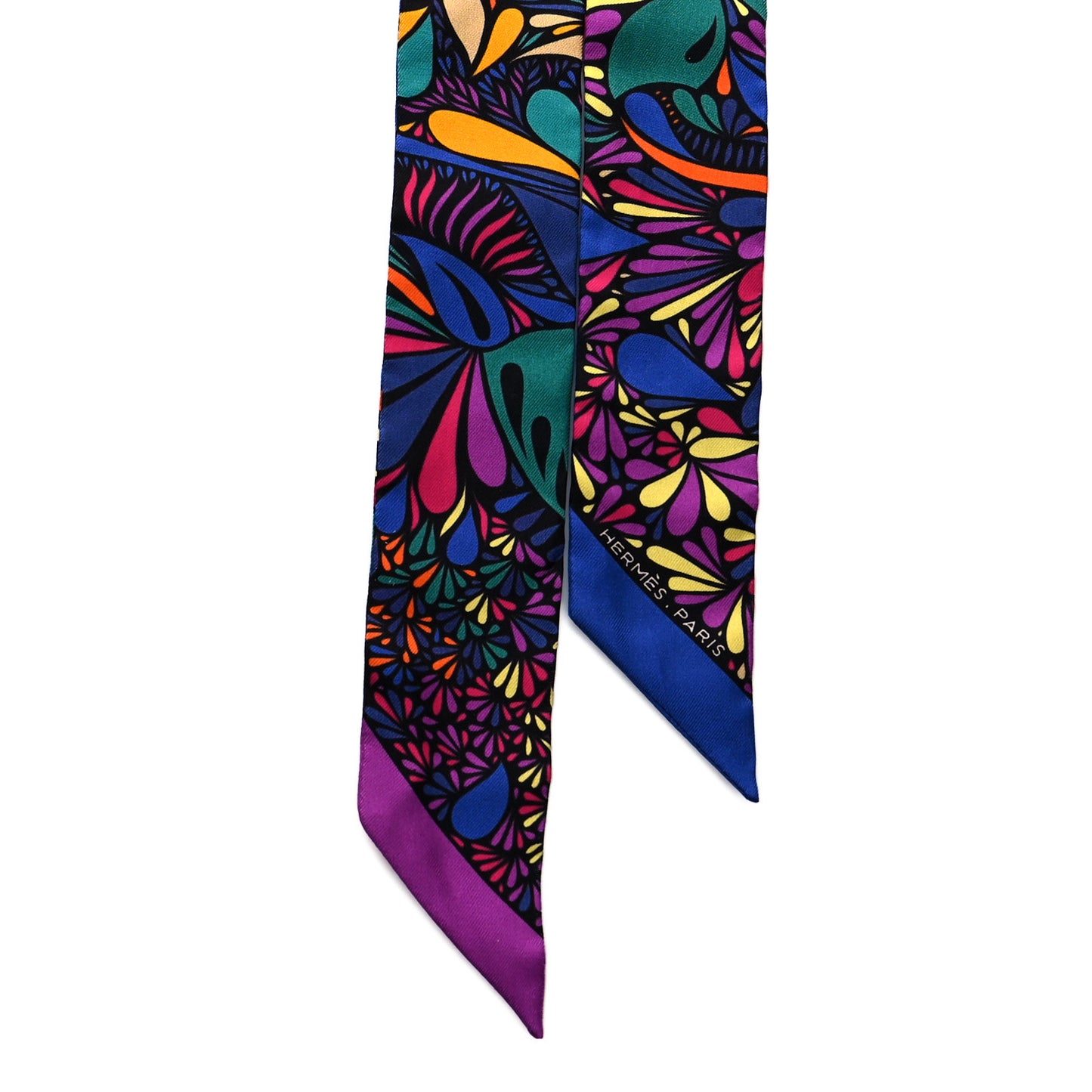 Silk Millefleurs du Mexique Twilly Violet Noir Jaune