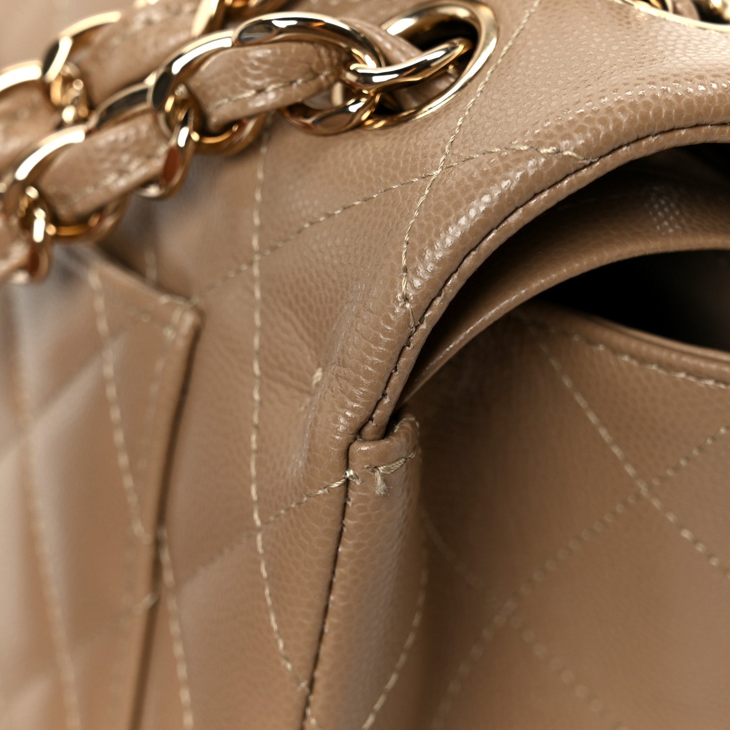 Chanel Caviar Quilted Jumbo Double Flap Dark Beige 14 of 15