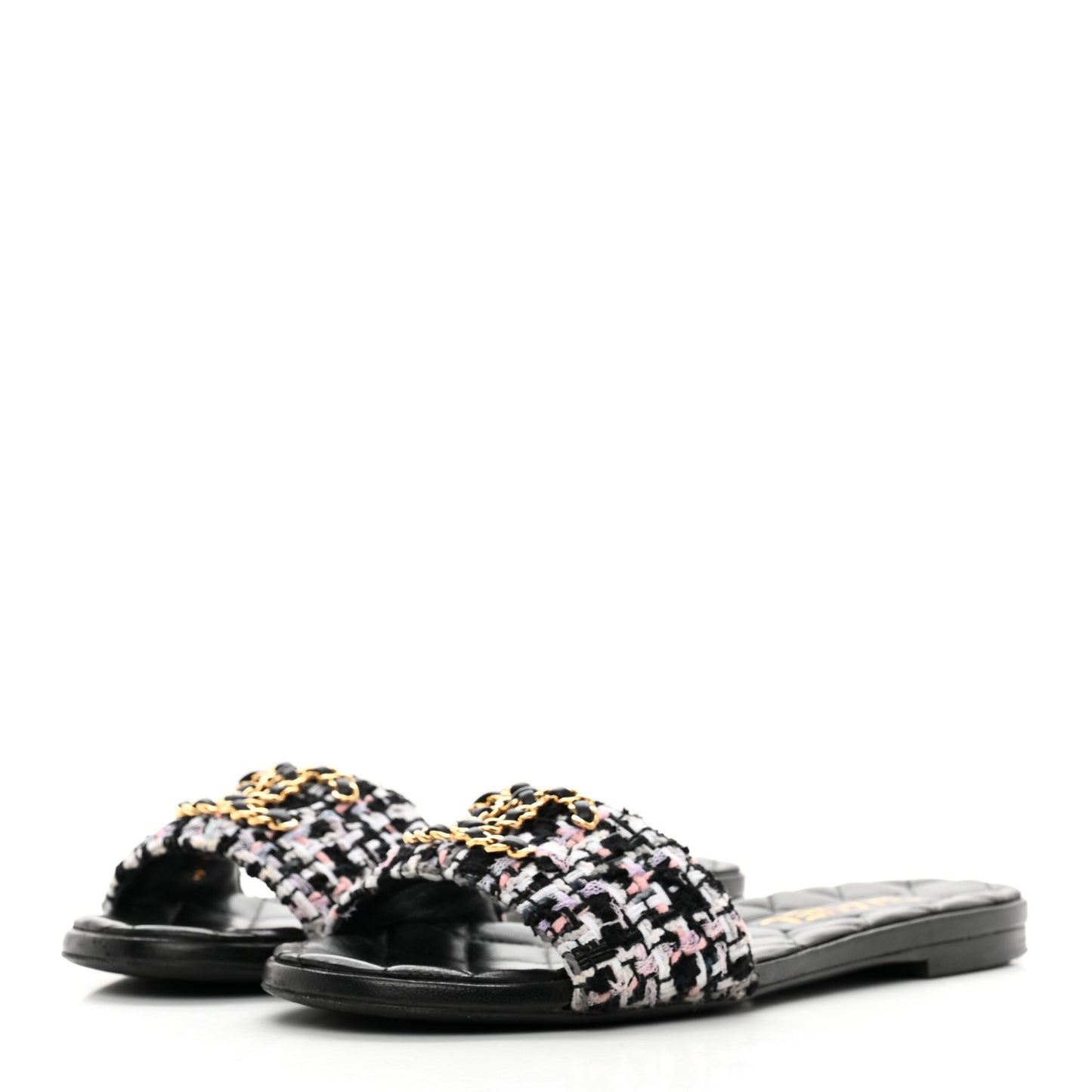 Tweed CC Chain Mule Sandal 35 Multicolor