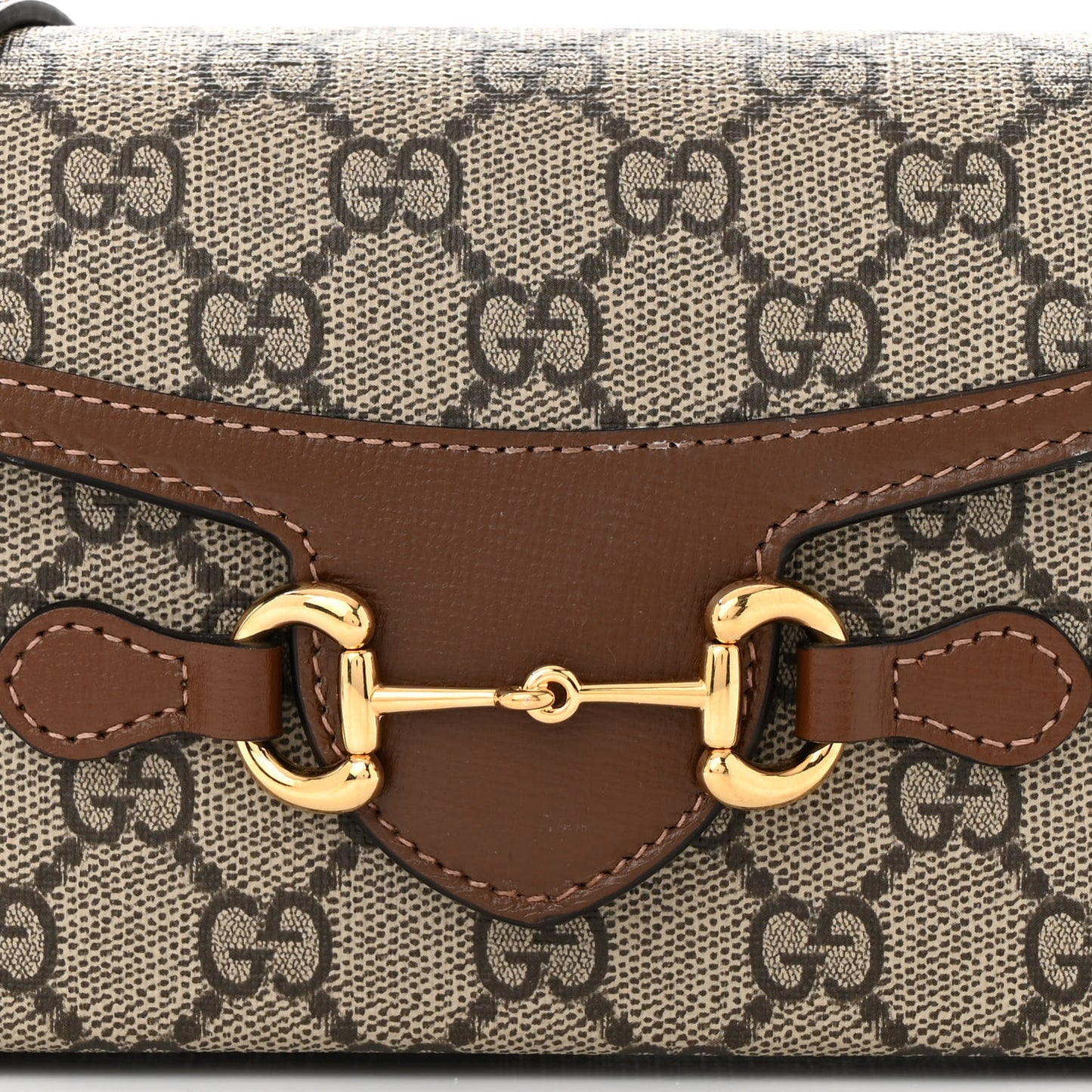 GG Supreme Monogram Mini Horsebit 1955 Shoulder Bag Beige Brown Sugar