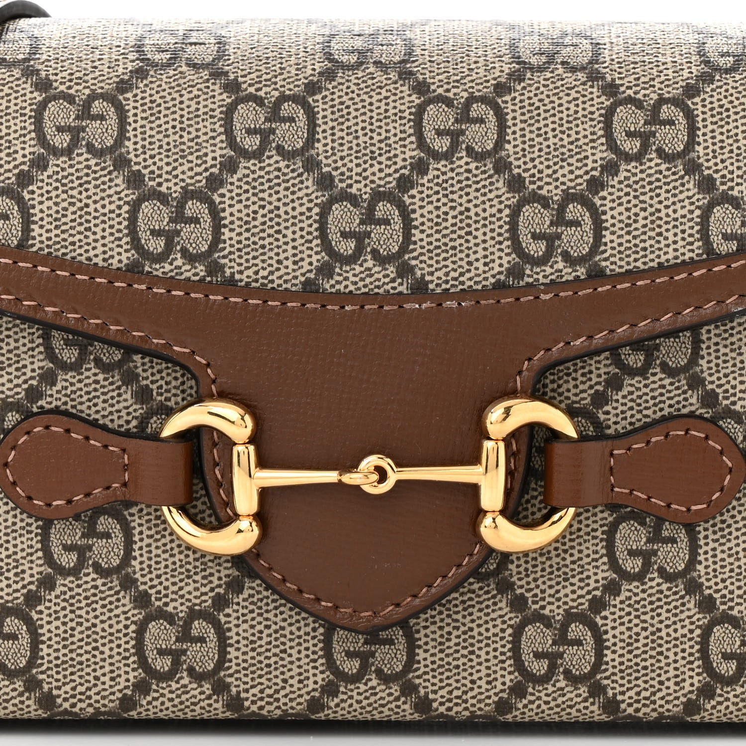 Gucci GG Supreme Monogram Mini Horsebit 1955 Shoulder Bag Beige Brown Sugar 8 of 12
