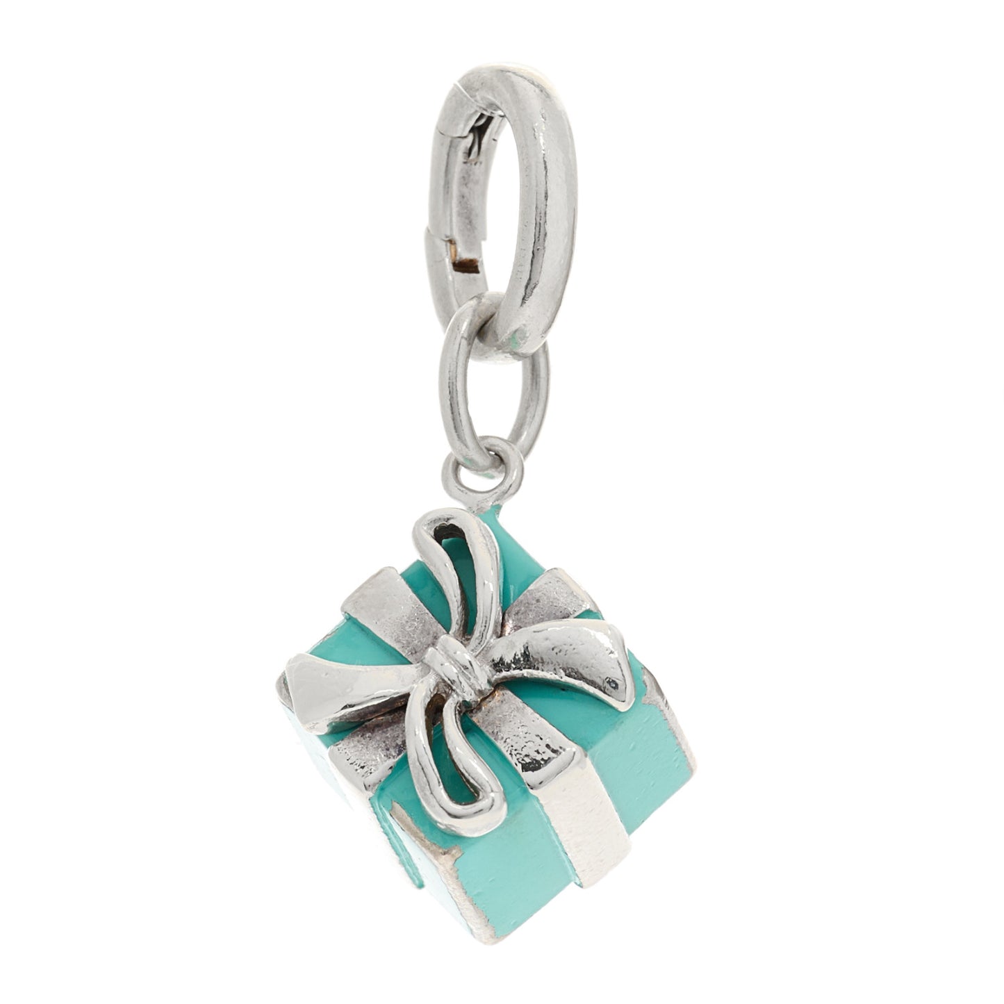 Sterling Silver Enamel Gift Box Charm Blue