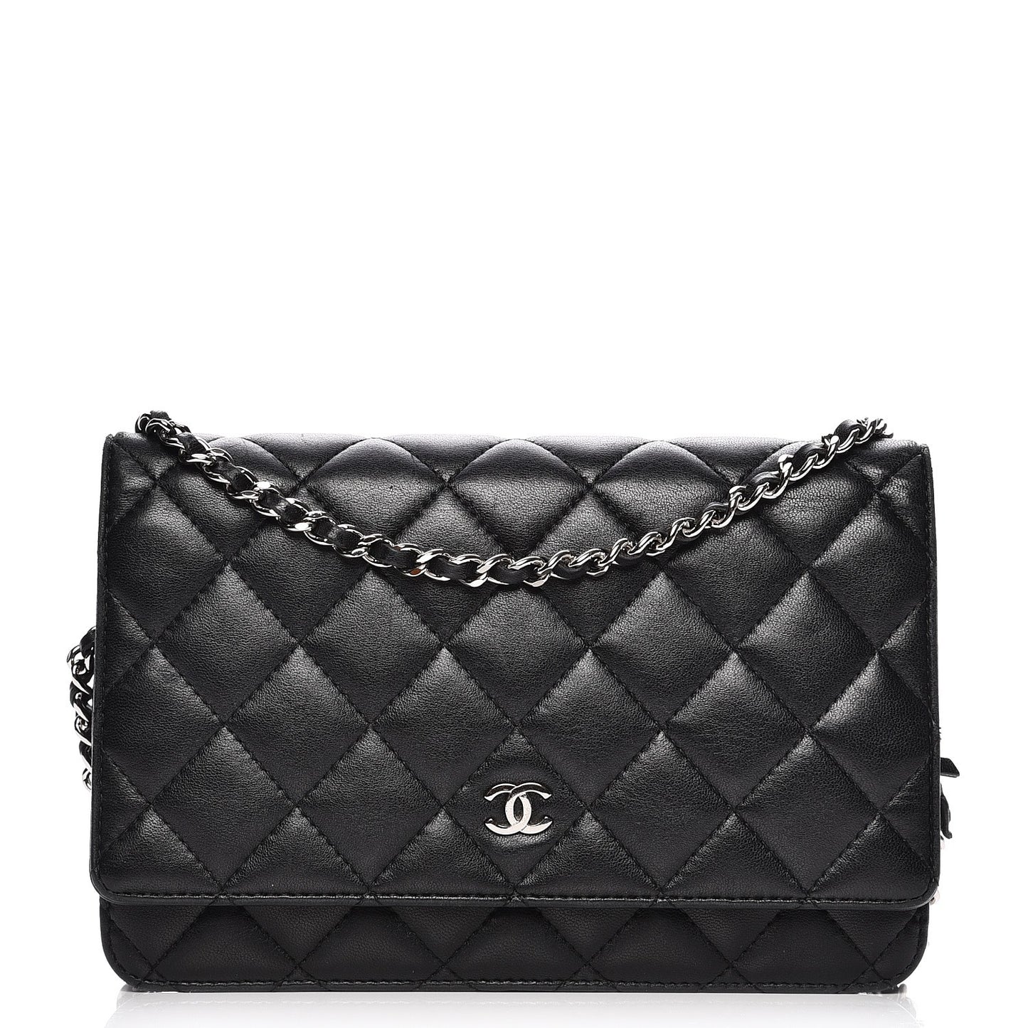 Lambskin Quilted Wallet On Chain WOC Black