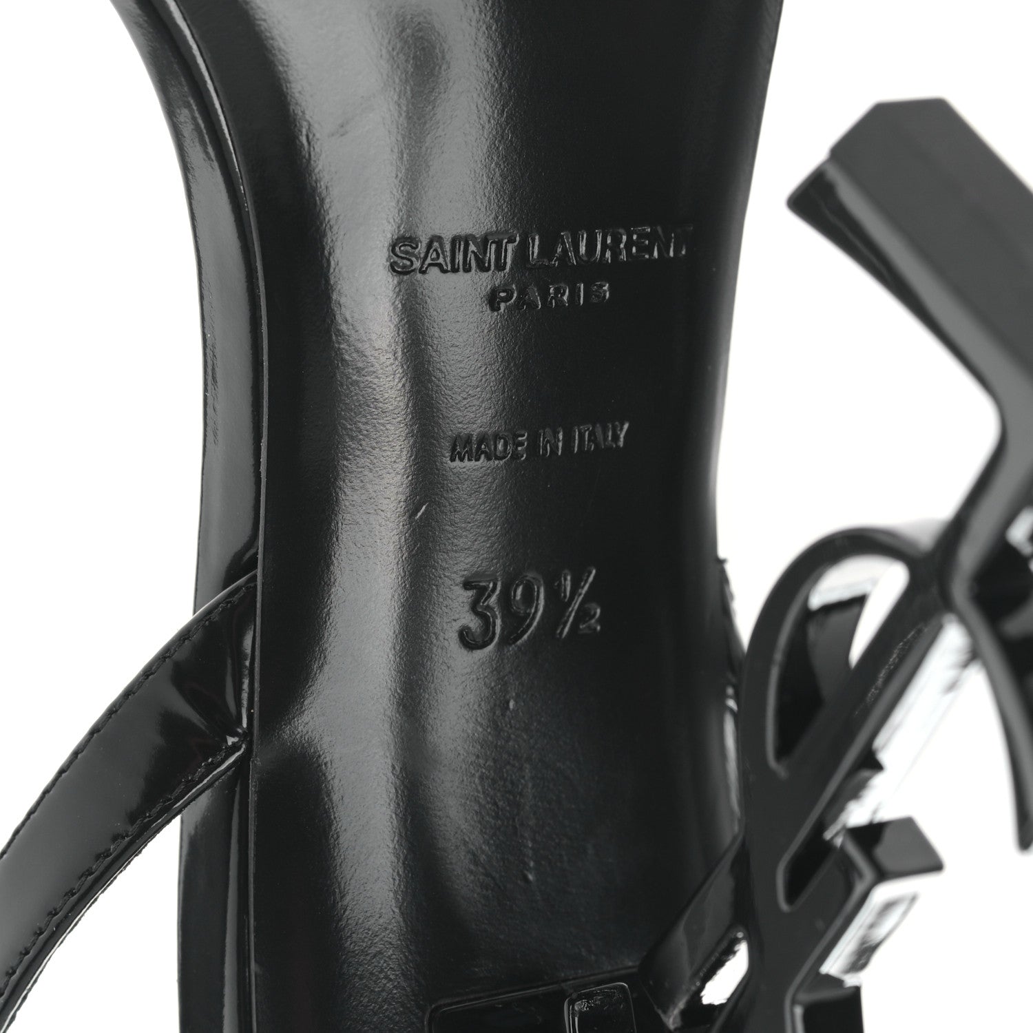 Saint Laurent Patent Calfskin Opyum 110 Sandals 39.5 Black 6 of 7
