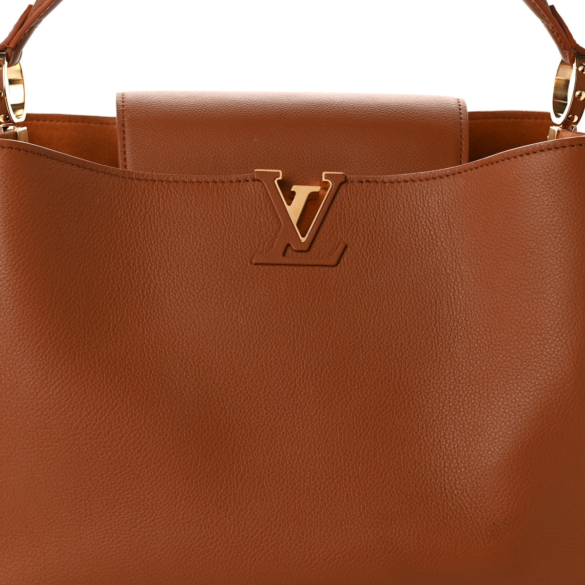 Smooth Grained Calfskin Capucines GM Souple Cognac