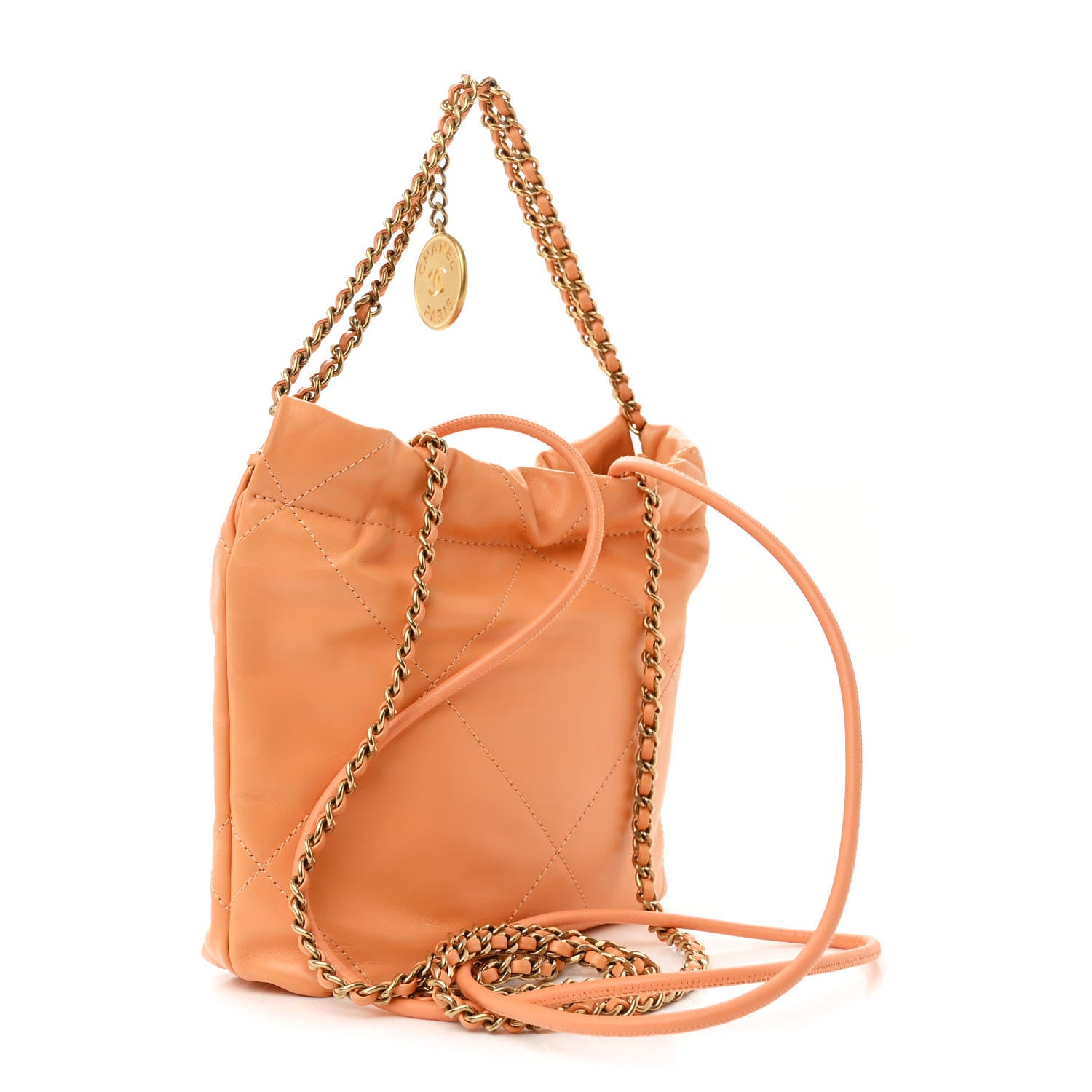 Chanel Shiny Calfskin Quilted Mini Chanel 22 Orange 3 of 10