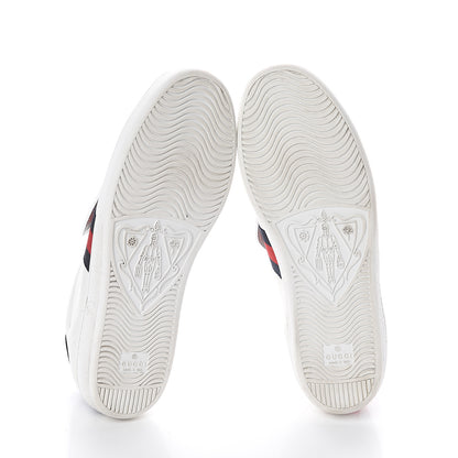 Gucci Calfskin Crystal Web LOVED Embroidered Womens Ace Sneakers 40 White 5 of 7