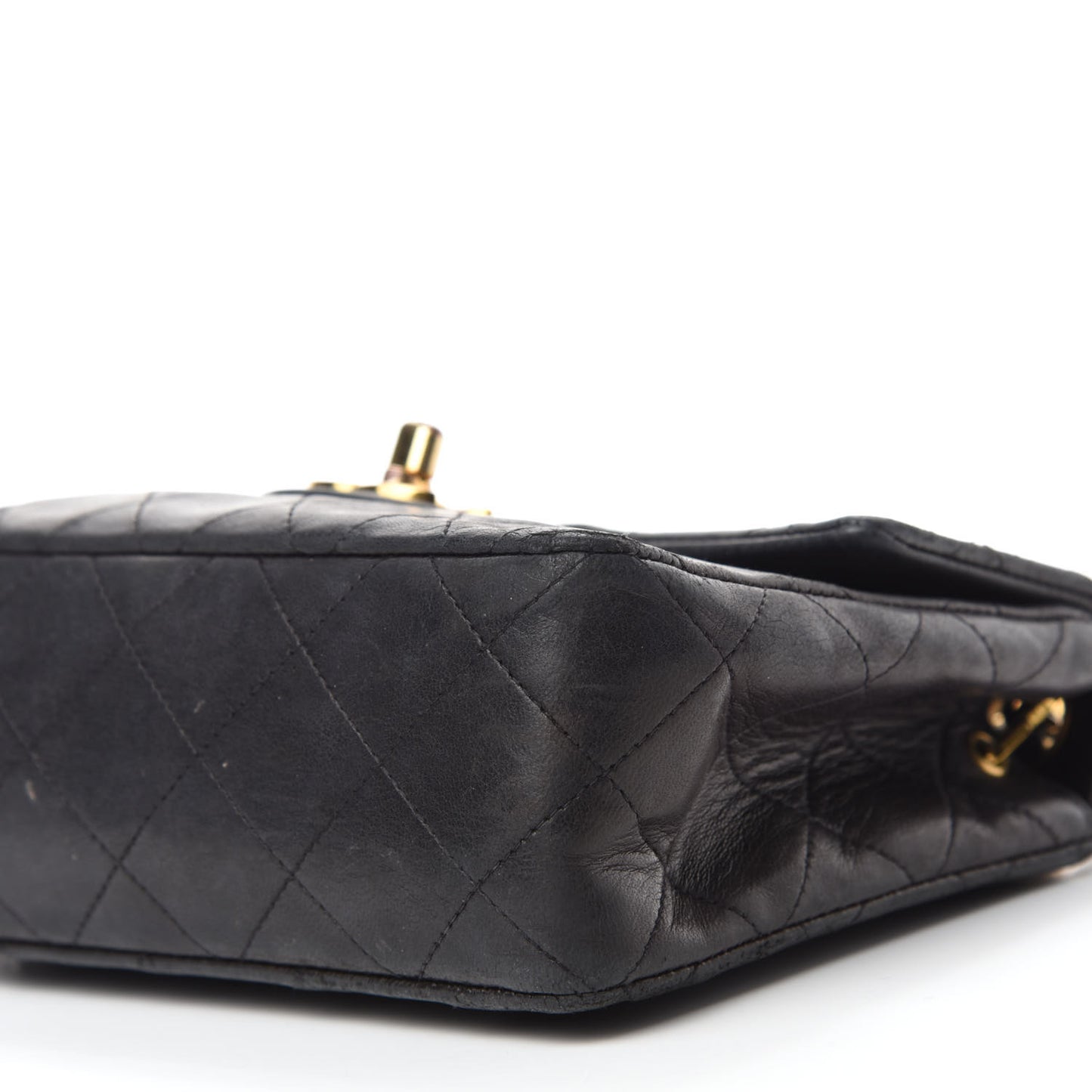 Lambskin Quilted Mini Square Flap Black