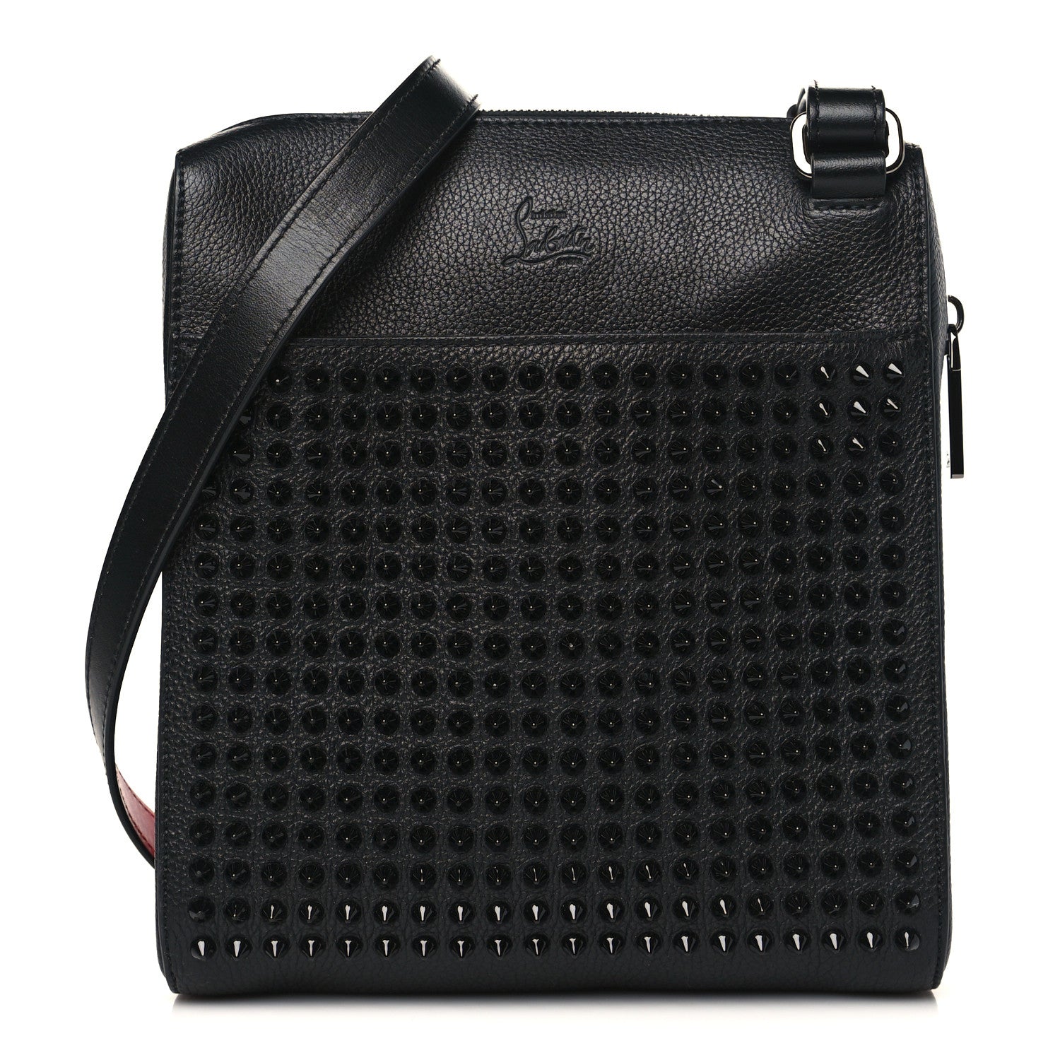 Christian Louboutin Calfskin Spikes Benech Reporter Messenger Black 1 of 9