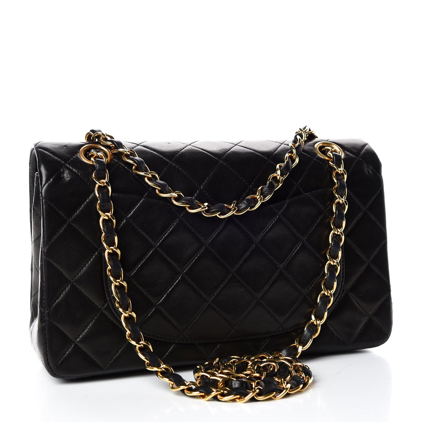 Lambskin Quilted Small Double Flap Black