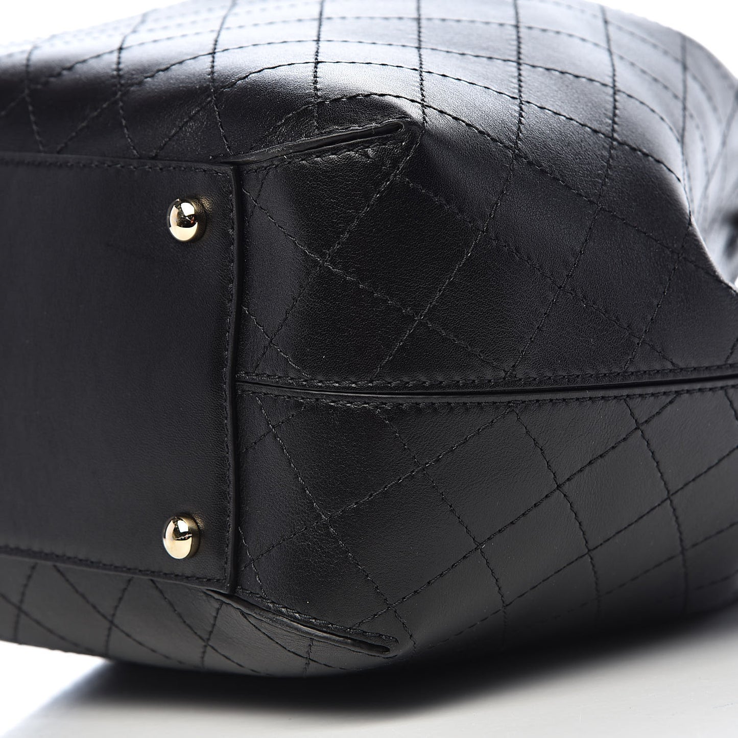 Calfskin Stitched Drawstring Bag Black