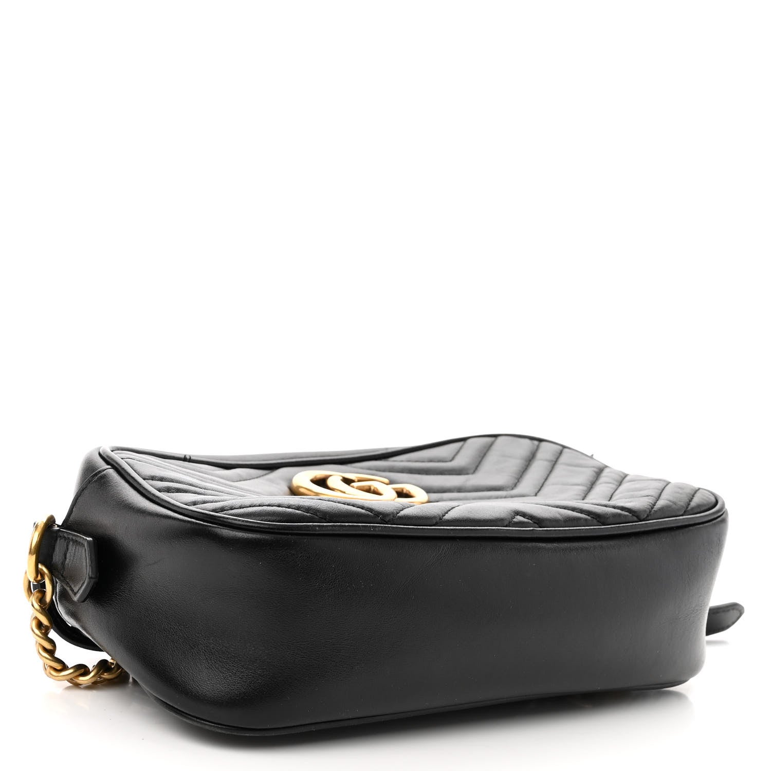 Gucci Calfskin Matelasse Small GG Marmont Chain Shoulder Bag Black 4 of 12