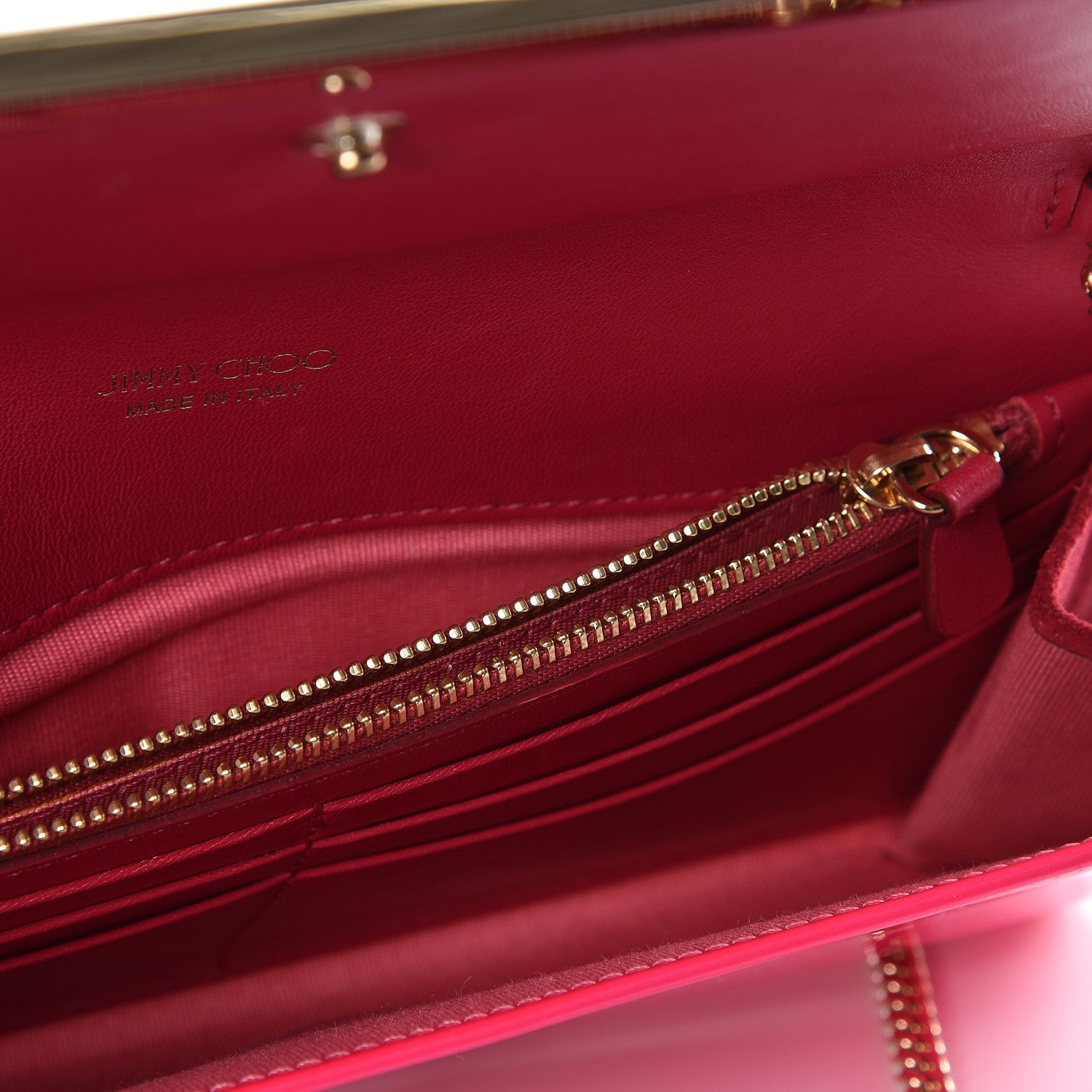 Jimmy Choo Patent Milla Wallet on Chain Pink 4 of 8