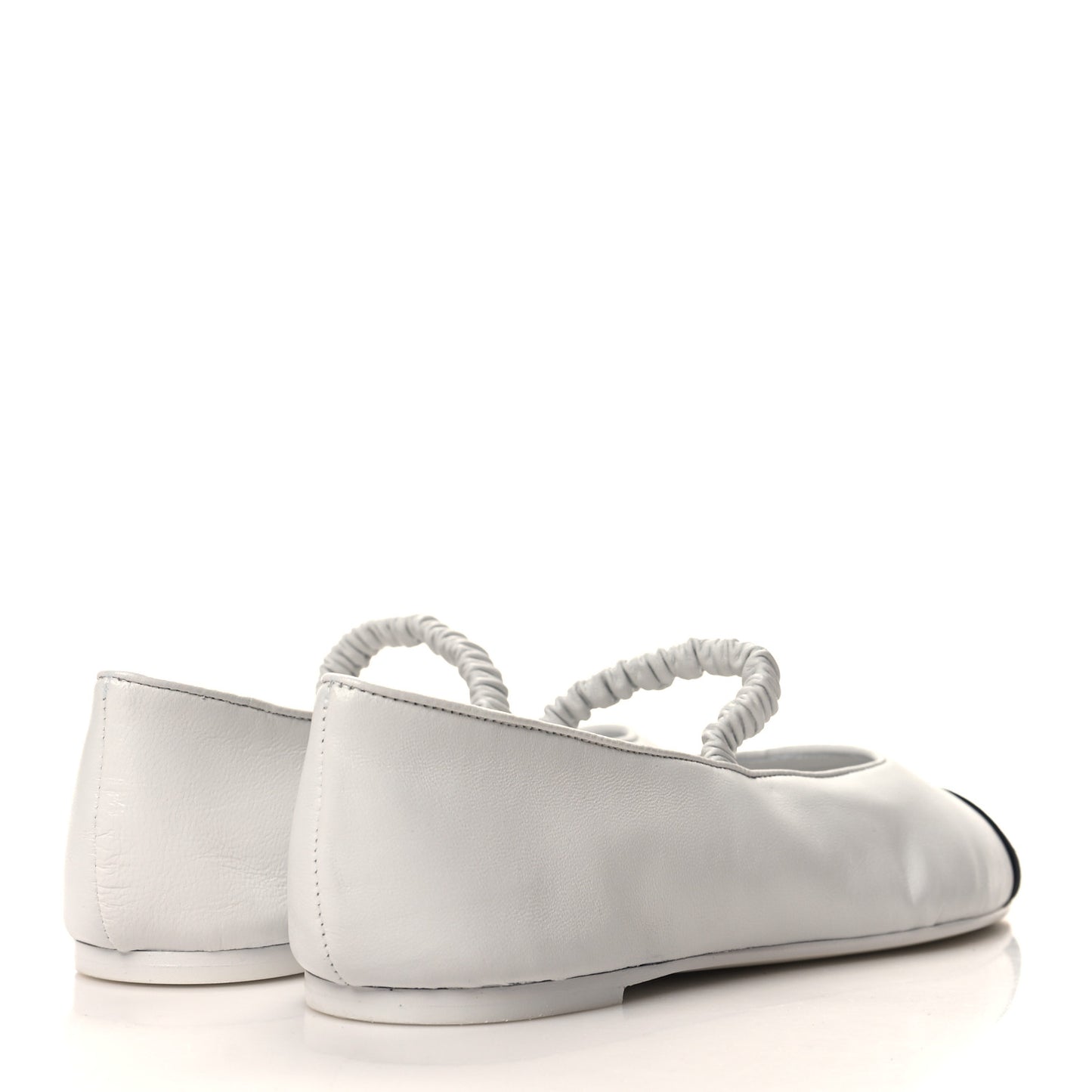 Lambskin Knit Grosgrain Cap Toe CC Ballerina Flats With Leg Warmers 37 White Black