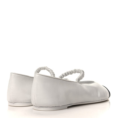Chanel Lambskin Knit Grosgrain Cap Toe CC Ballerina Flats With Leg Warmers 37 White Black 5 of 10