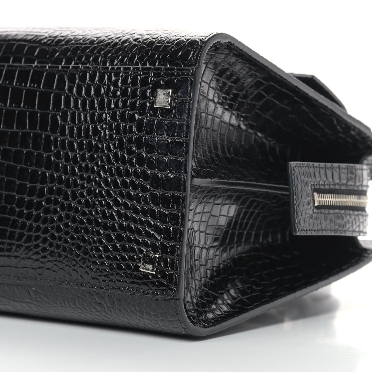 Saint Laurent Croc Calfskin Embossed Medium Uptown Tote Black 9 of 12