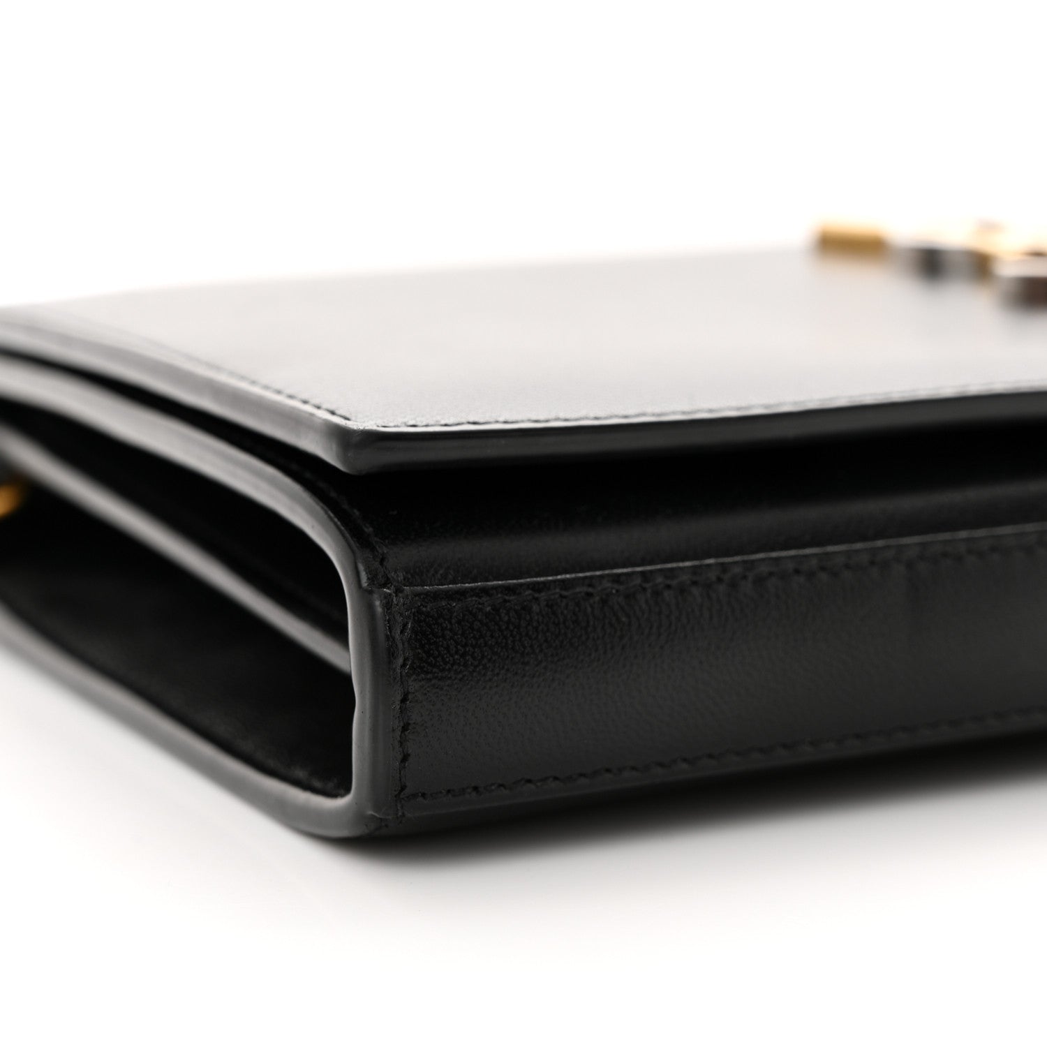 Saint Laurent Smooth Calfskin Tri-Metal Cassandre Wallet On Chain WOC Black 8 of 12