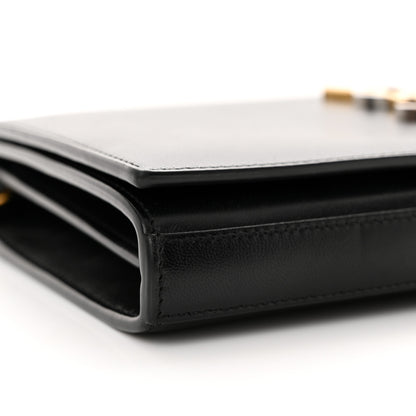 Saint Laurent Smooth Calfskin Tri-Metal Cassandre Wallet On Chain WOC Black 8 of 12