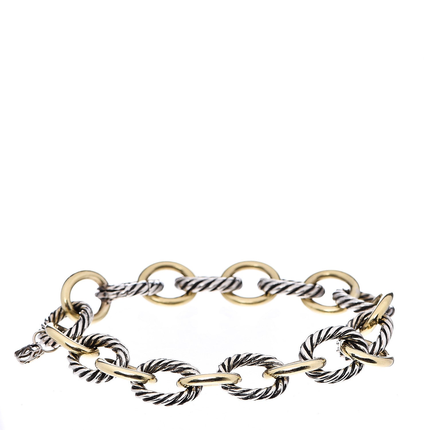 David Yurman Sterling Silver 18K Yellow Gold 12mm Large Oval Link Bracelet 1 of 3