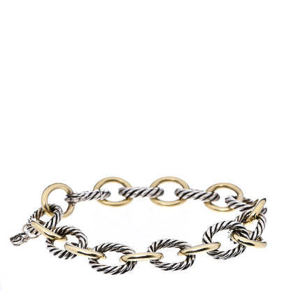 David Yurman Sterling Silver 18K Yellow Gold 12mm Large Oval Link Bracelet 1 of 3
