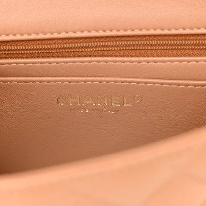 Chanel Lambskin Quilted Mini Top Handle Rectangular Flap Dark Beige 6 of 11