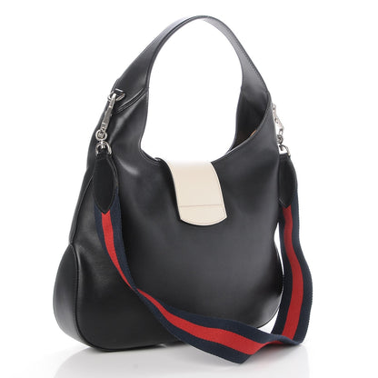 Gucci Calfskin Web Medium Dionysus Hobo Black White 4 of 8