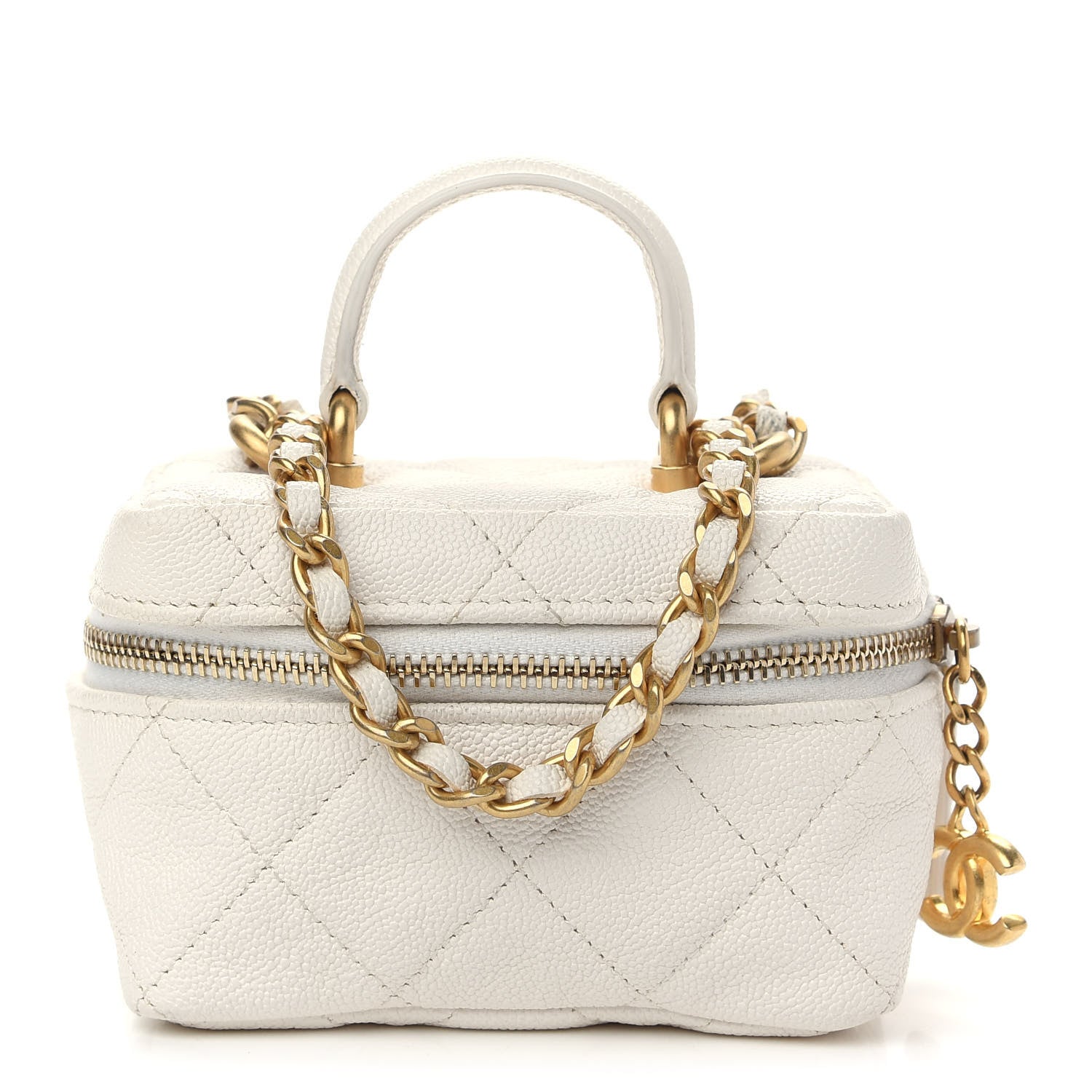 Chanel Caviar Quilted Mini Top Handle Vanity With Chain White 1 of 9