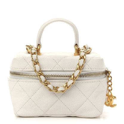 Chanel Caviar Quilted Mini Top Handle Vanity With Chain White 1 of 9