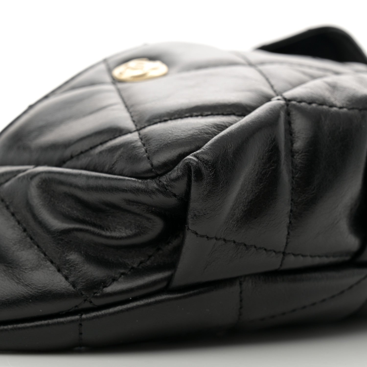 Chanel Shiny Aged Calfskin Quilted CC Pockets Jacket Waist Belt Bag Black 9 of 10
