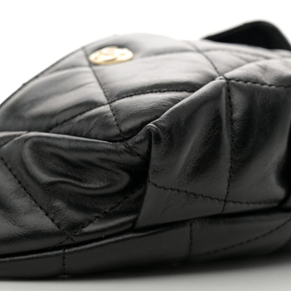 Chanel Shiny Aged Calfskin Quilted CC Pockets Jacket Waist Belt Bag Black 9 of 10