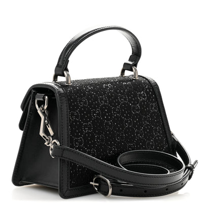 Gucci Satin Crystal GG Monogram Mini Dionysus Top Handle Bag Black 3 of 10