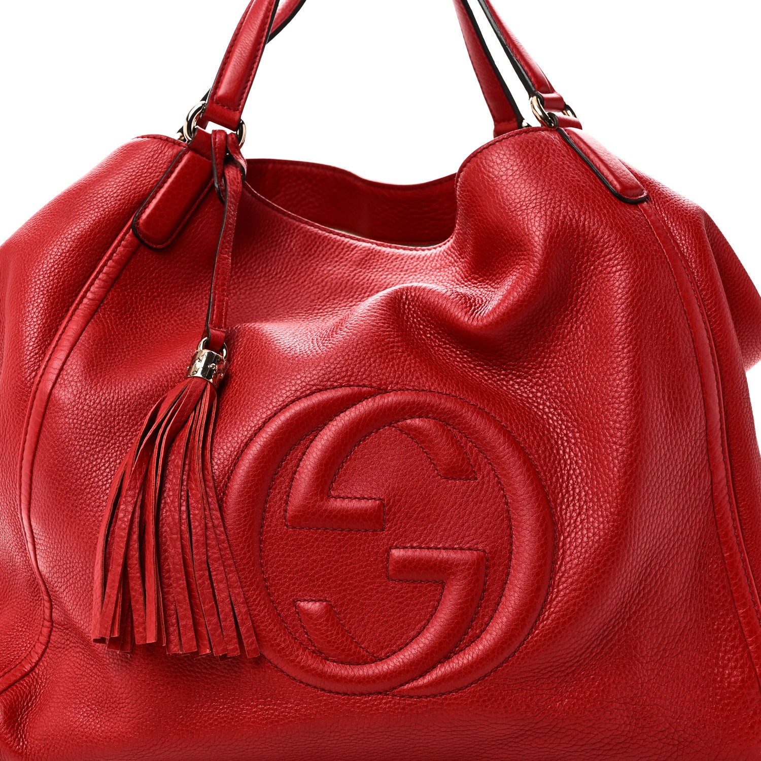 Gucci Pebbled Calfskin Large Soho Shoulder Bag Red 8 of 10