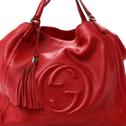 Gucci Pebbled Calfskin Large Soho Shoulder Bag Red 8 of 10