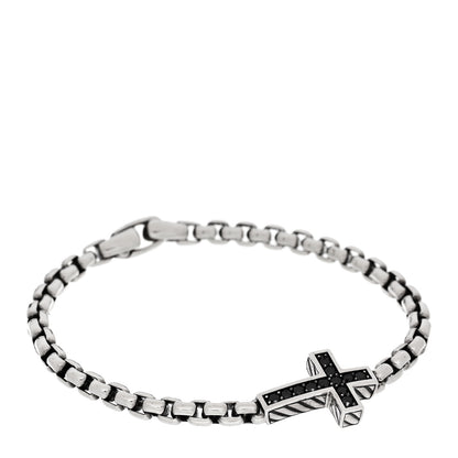 David Yurman Sterling Silver Black Diamond Pave Cross Bracelet 1 of 3