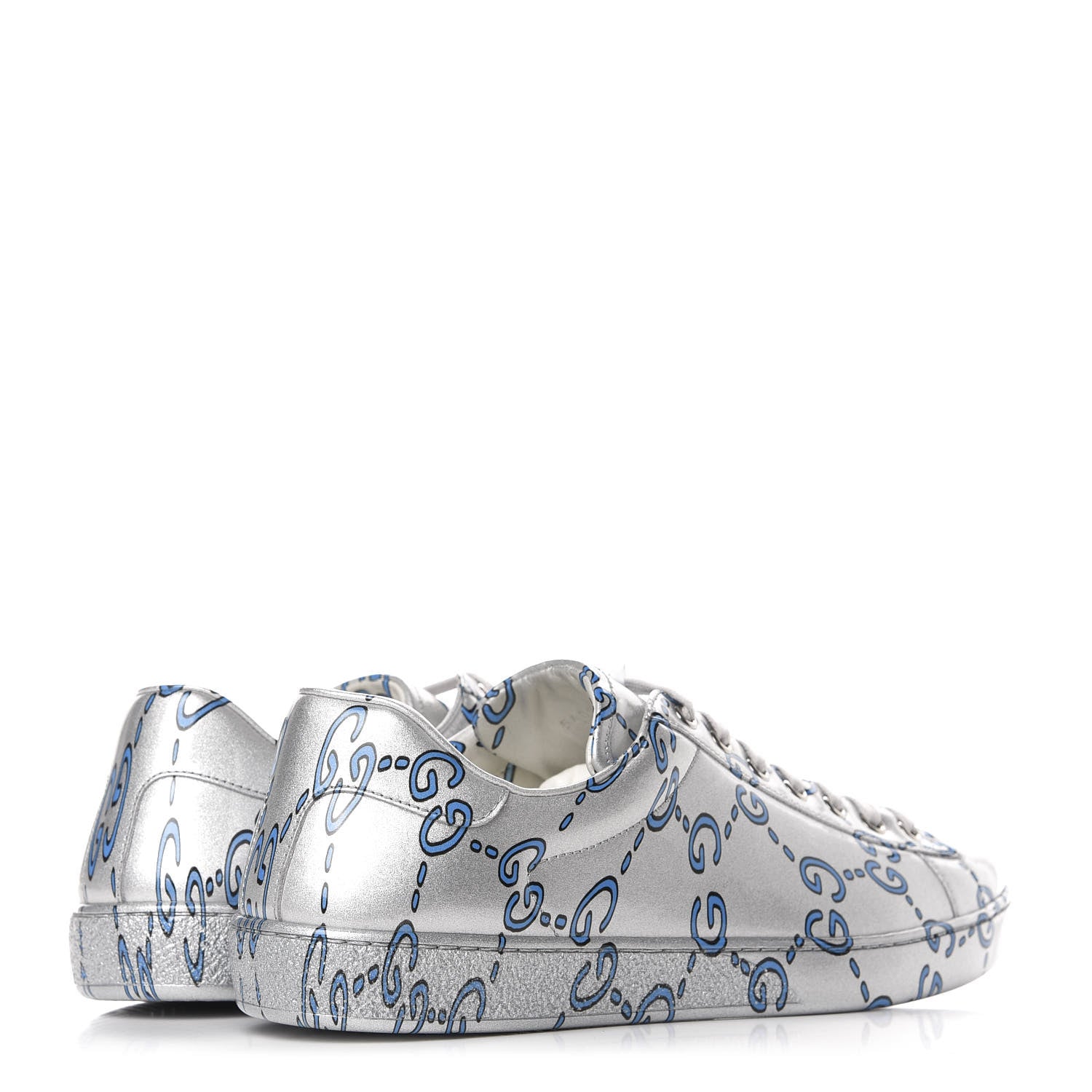 Gucci Miro Rubber Wax GucciGhost Print Mens New Ace Sneakers 9 Silver 4 of 9