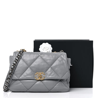 Chanel Lambskin Quilted Large Chanel 19 Flap Grey 10 of 10