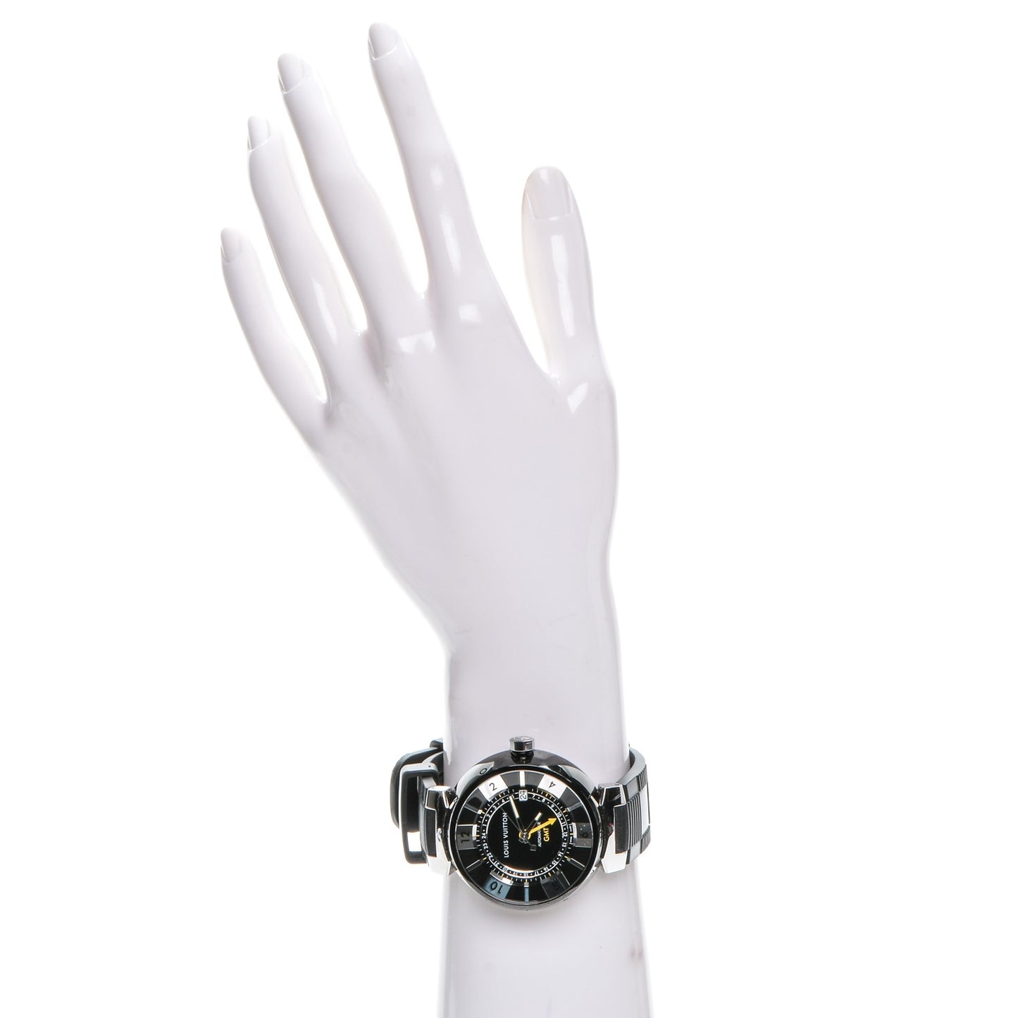Stainless Steel Rubber 41mm Tambour GMT Automatic Watch Black