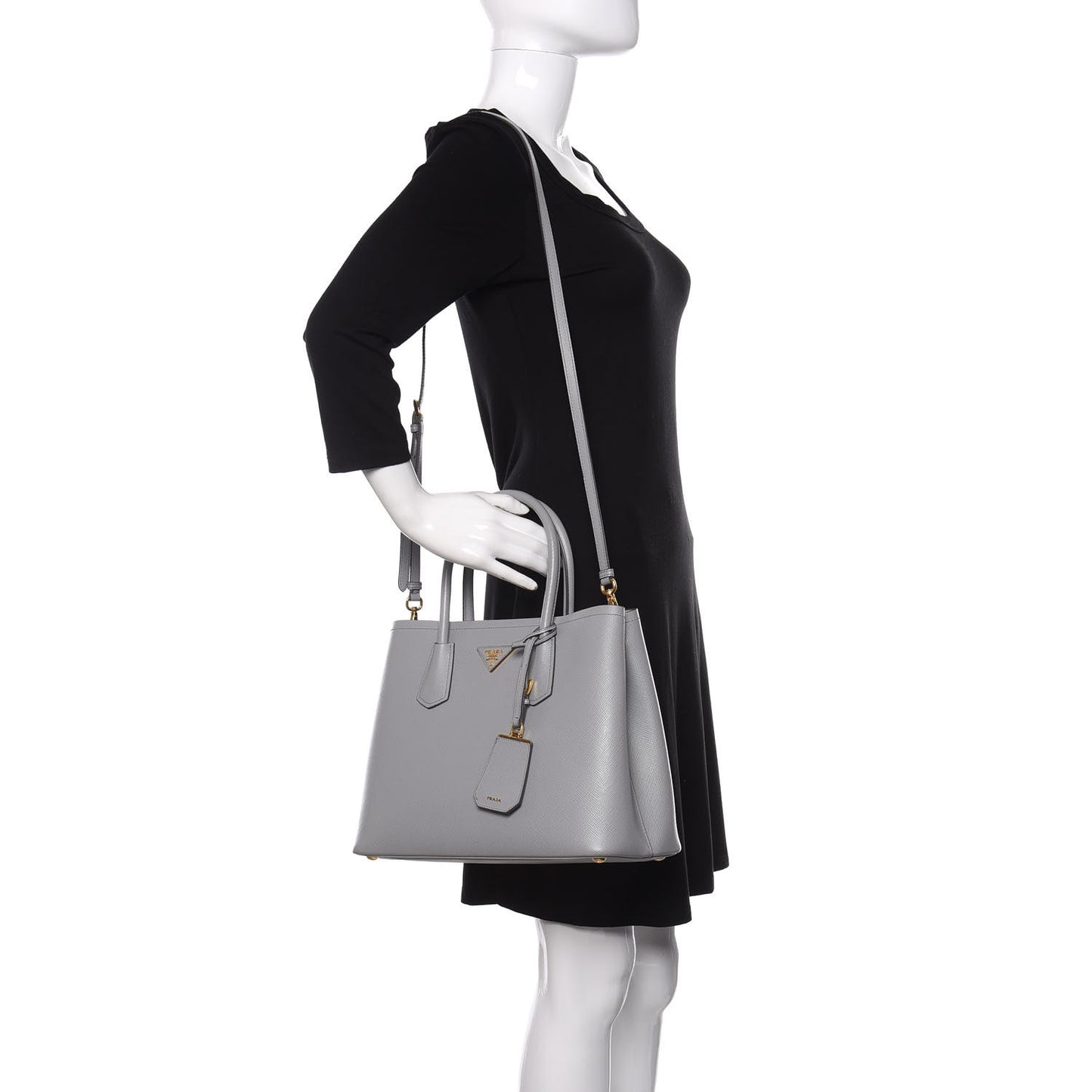 Saffiano Cuir Medium Double Bag Granito Acquamarina