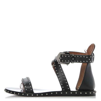 Givenchy Calfskin Studded Elegant Flat Sandals 36.5 Black 1 of 11