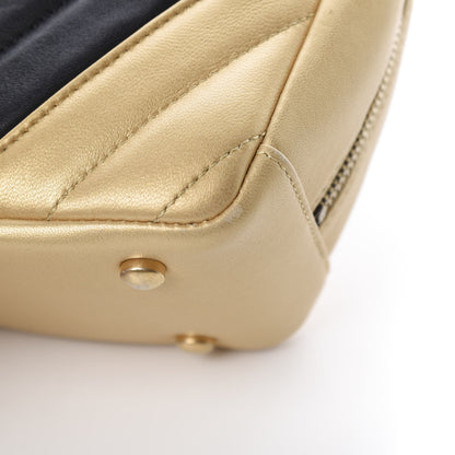 Chanel Lambskin Sheepskin Chevron Camera Case Black Gold 11 of 11