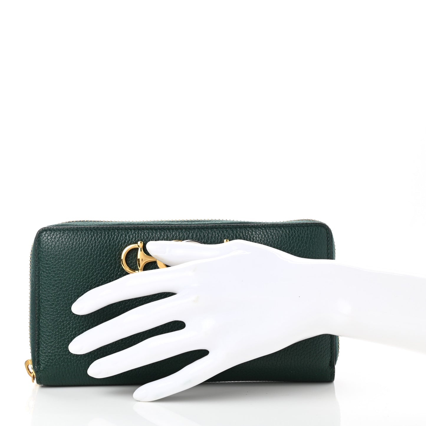 Grainy Calfskin Zumi Zip Around Wallet Vintage Green