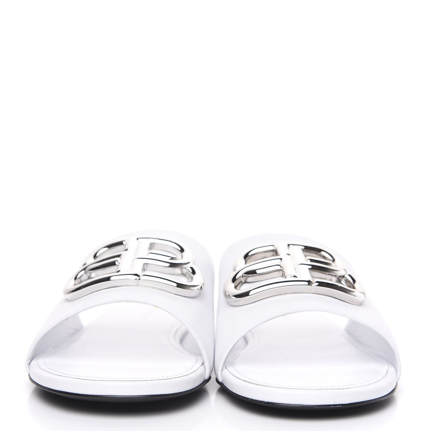 Shiny Sheepskin Oval BB Mule Sandals 36.5 White