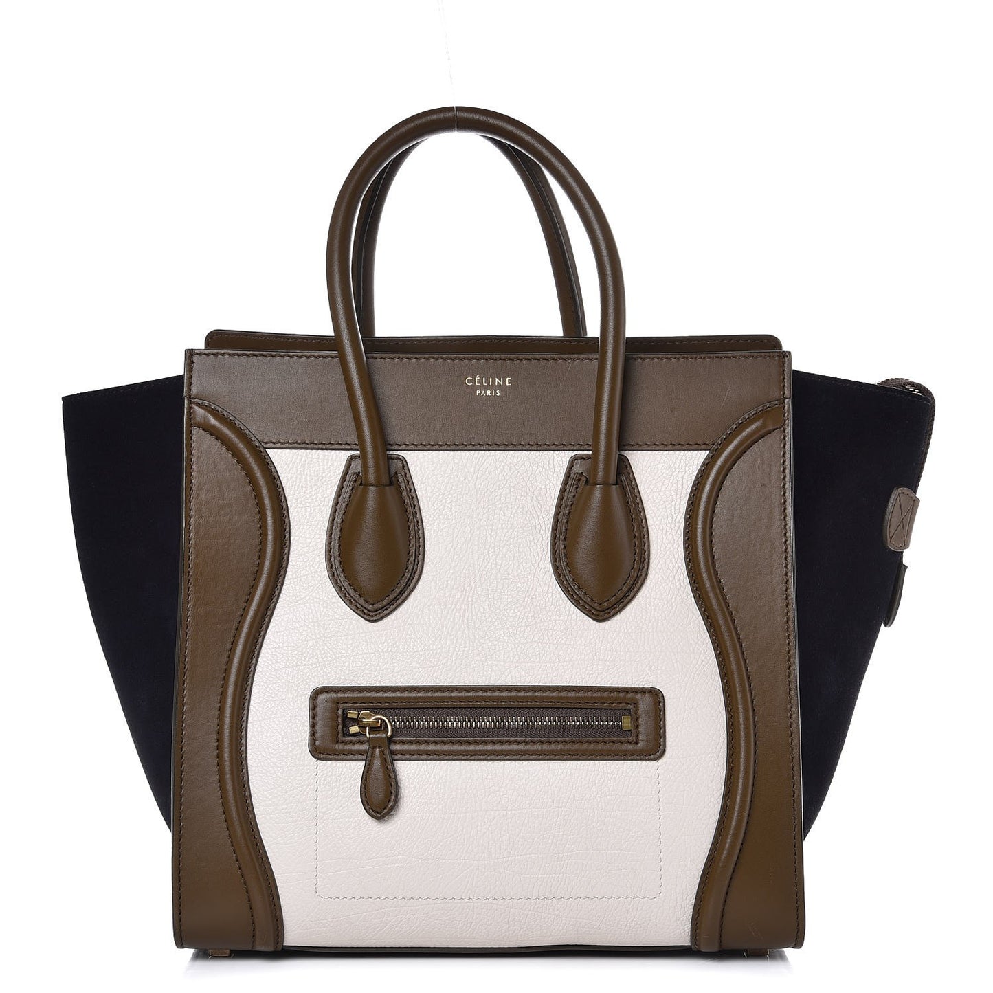 Textured Calfskin Suede Tri-color Mini Luggage Cream